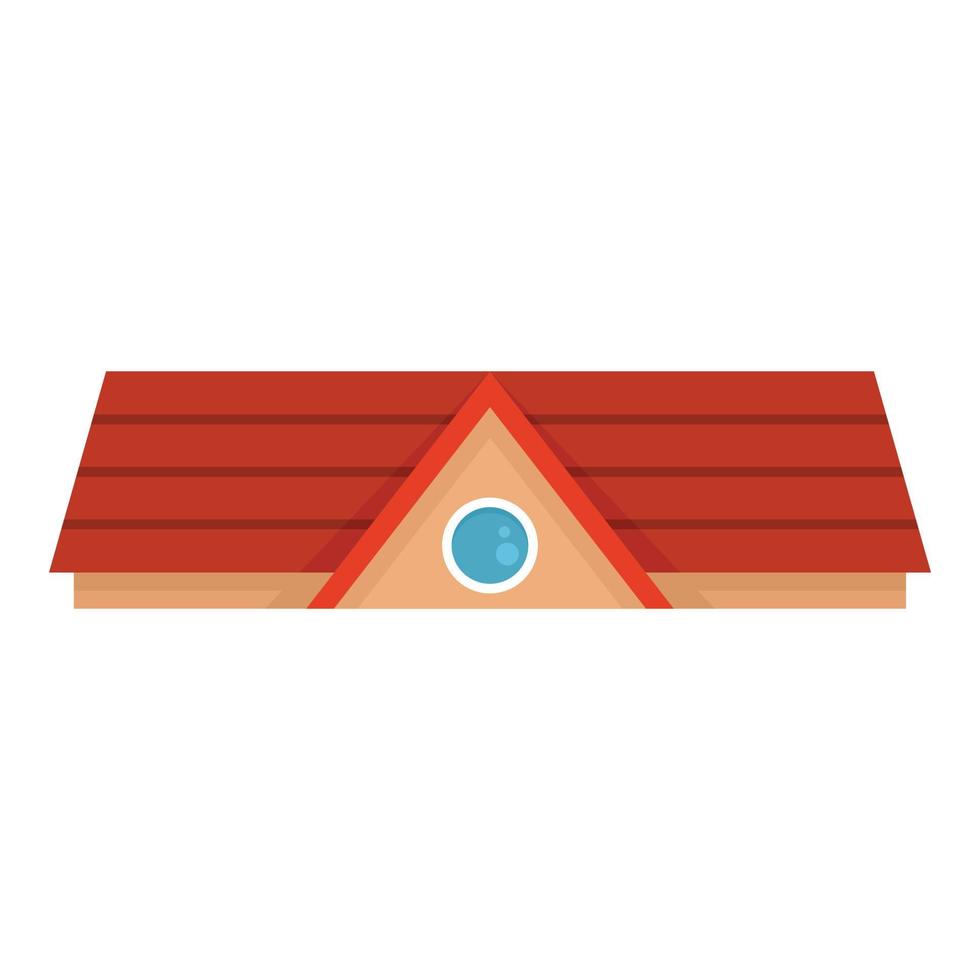 Red house roof icon, flat style vector