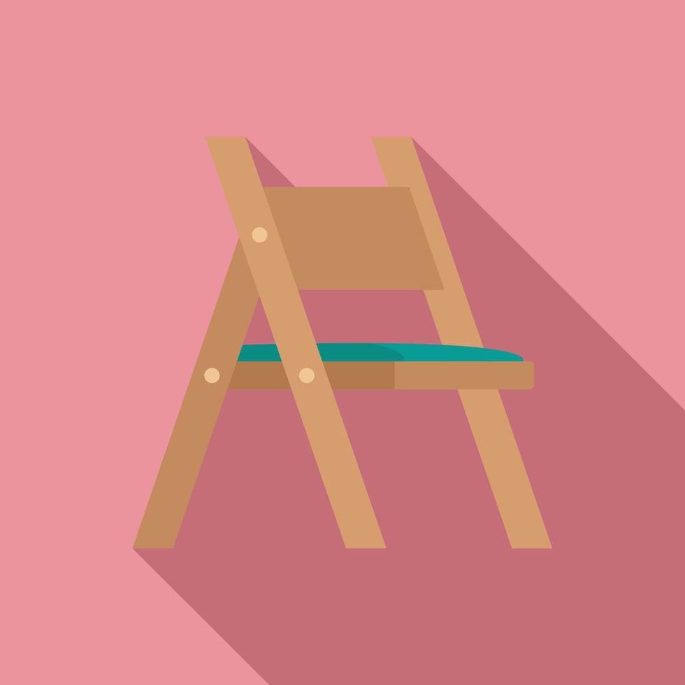 icono de silla plegable, estilo plano vector