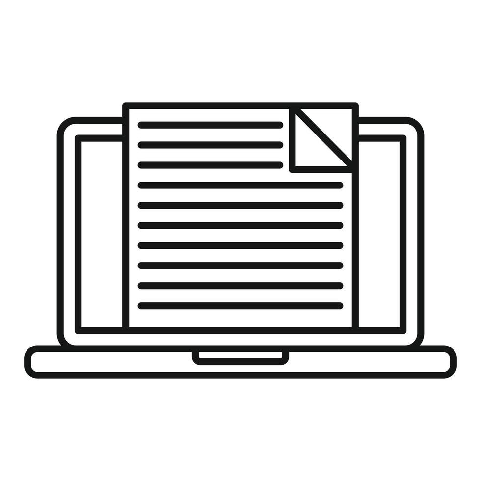 Laptop preparation exam icon, outline style vector