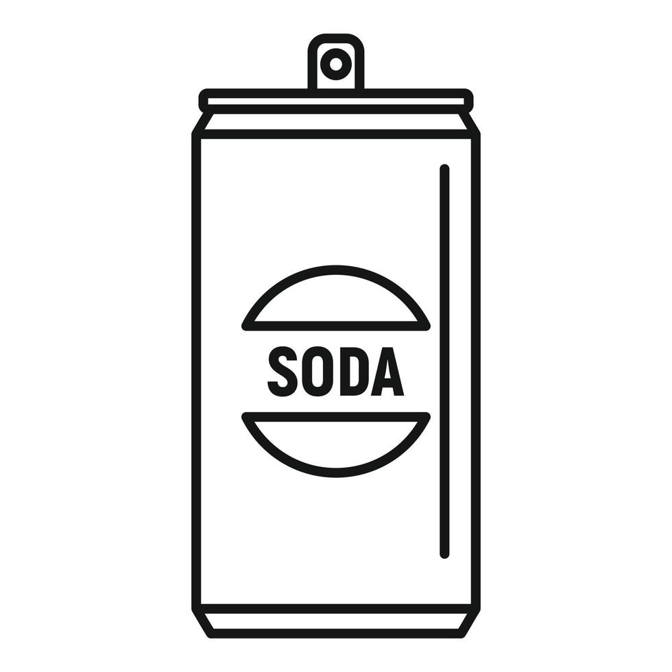 icono de lata de refresco de frutas, estilo de esquema vector