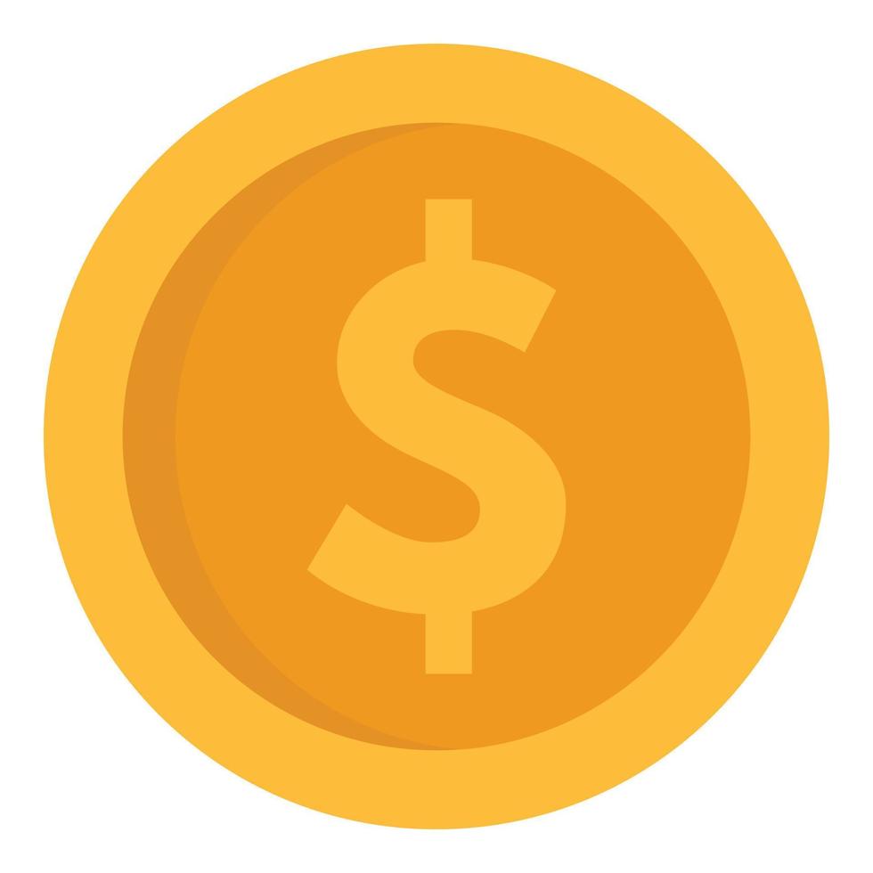 Dollar money coin icon, flat style vector