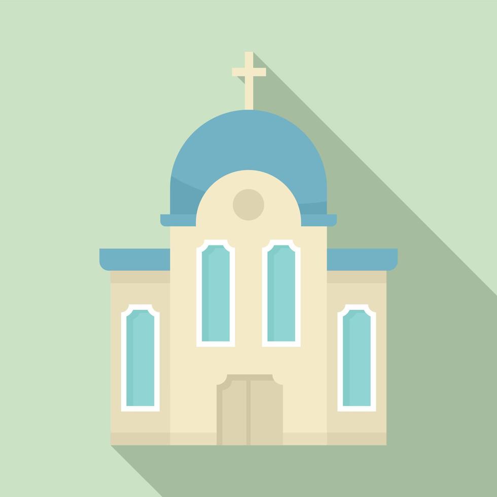 Christian church icon, flat style vector