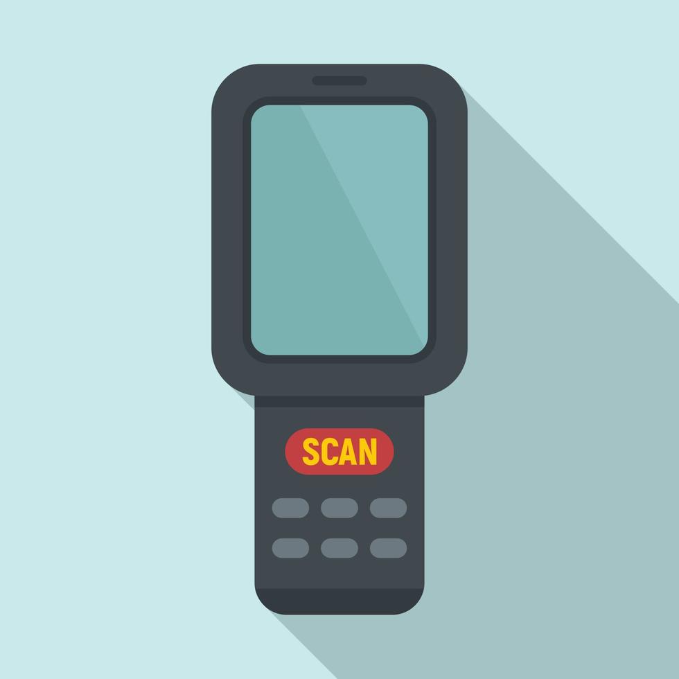 Barcode scanner monitor icon, flat style vector