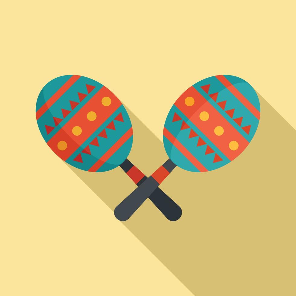 Mexican maracas icon, flat style vector