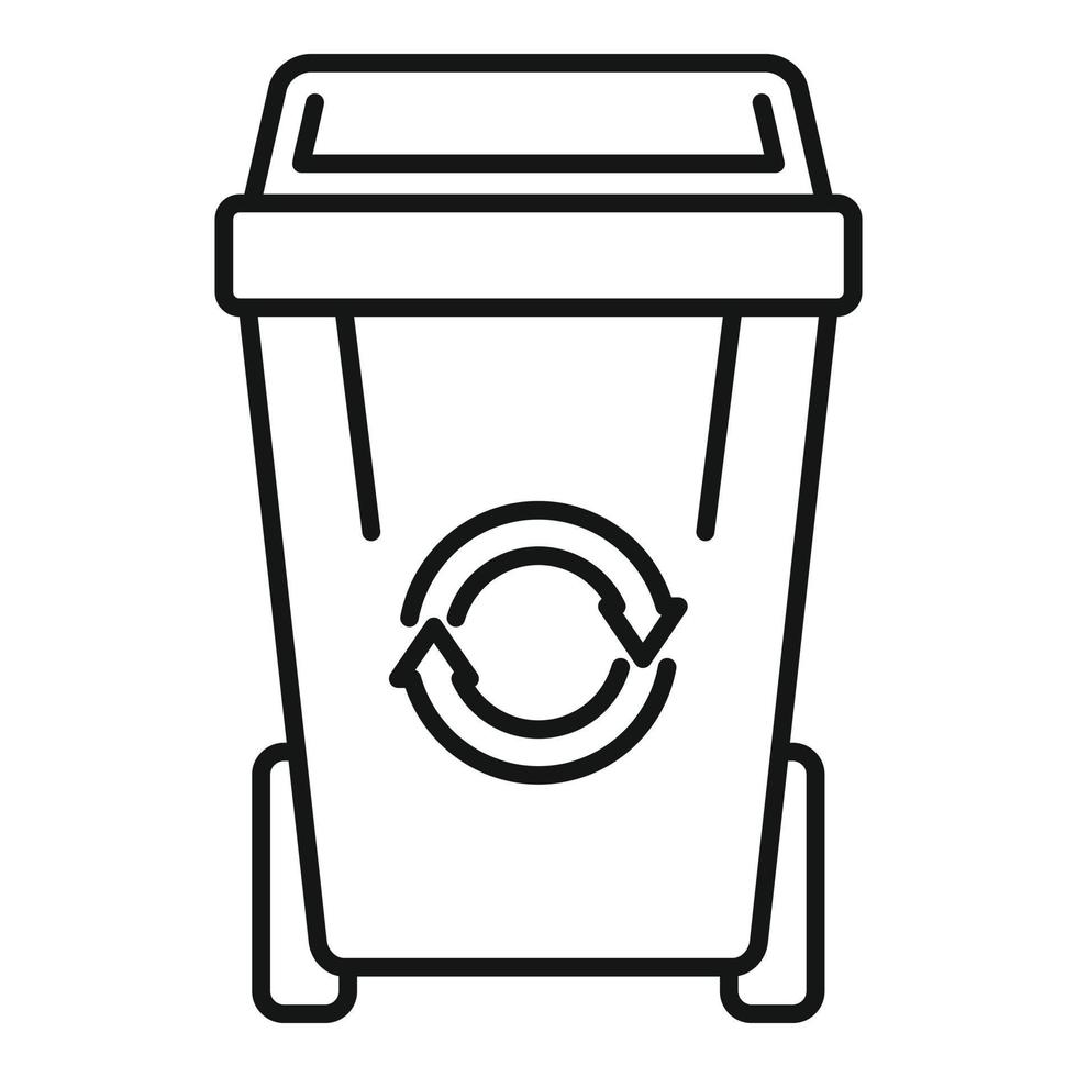 Recycling garbage bin icon, outline style vector