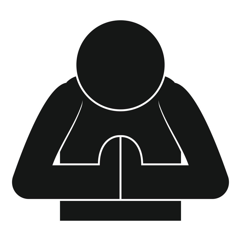 Person prayer icon, simple style vector