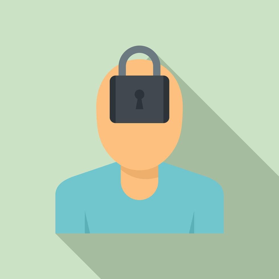 Mental person lock icon, flat style vector