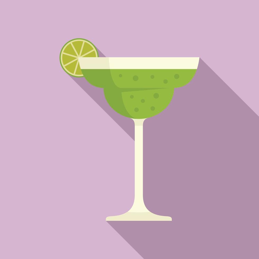 Tequila lime cocktail icon, flat style vector