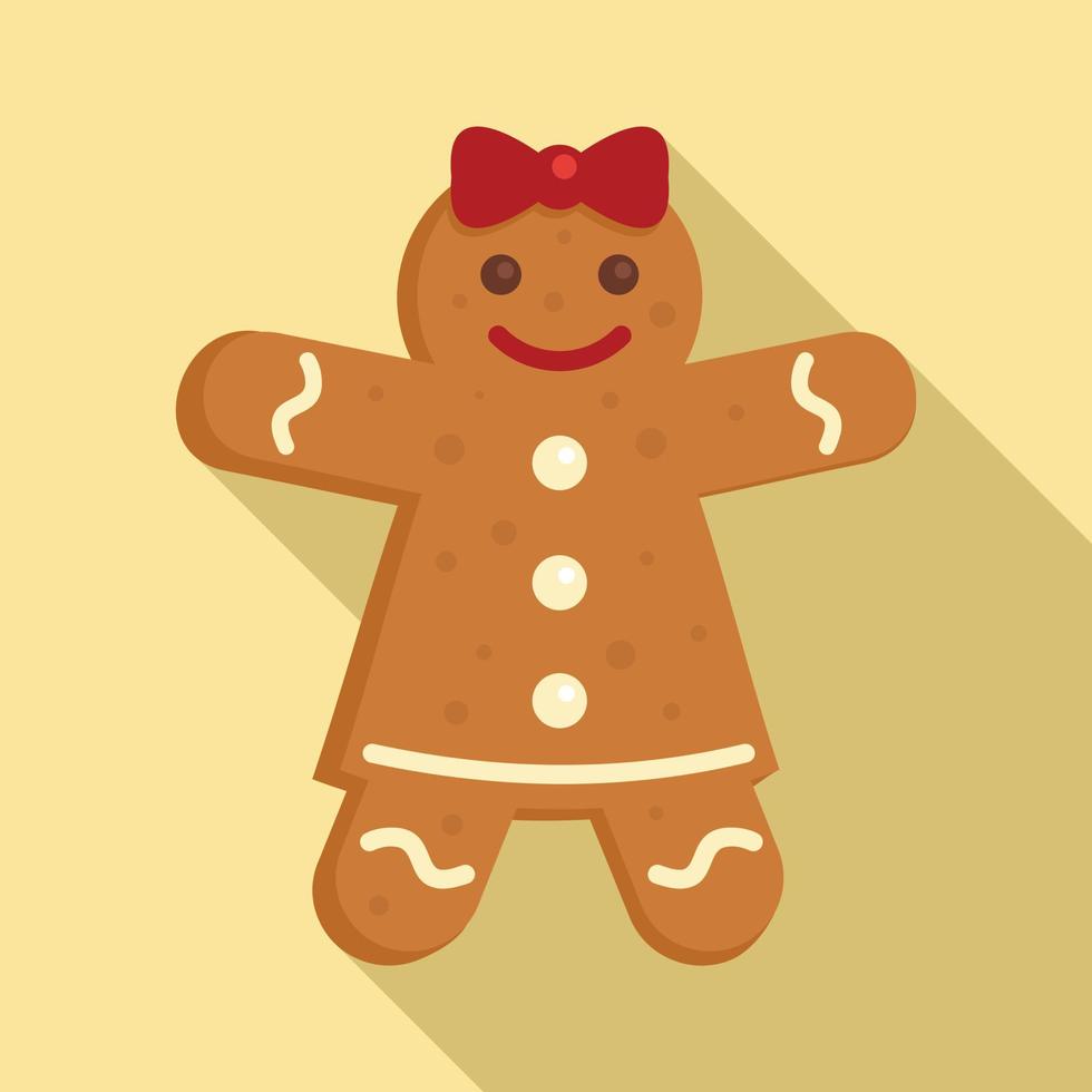 Gingerbread girl icon, flat style vector