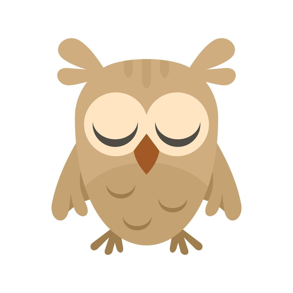 Sleeping owl icon, flat style vector