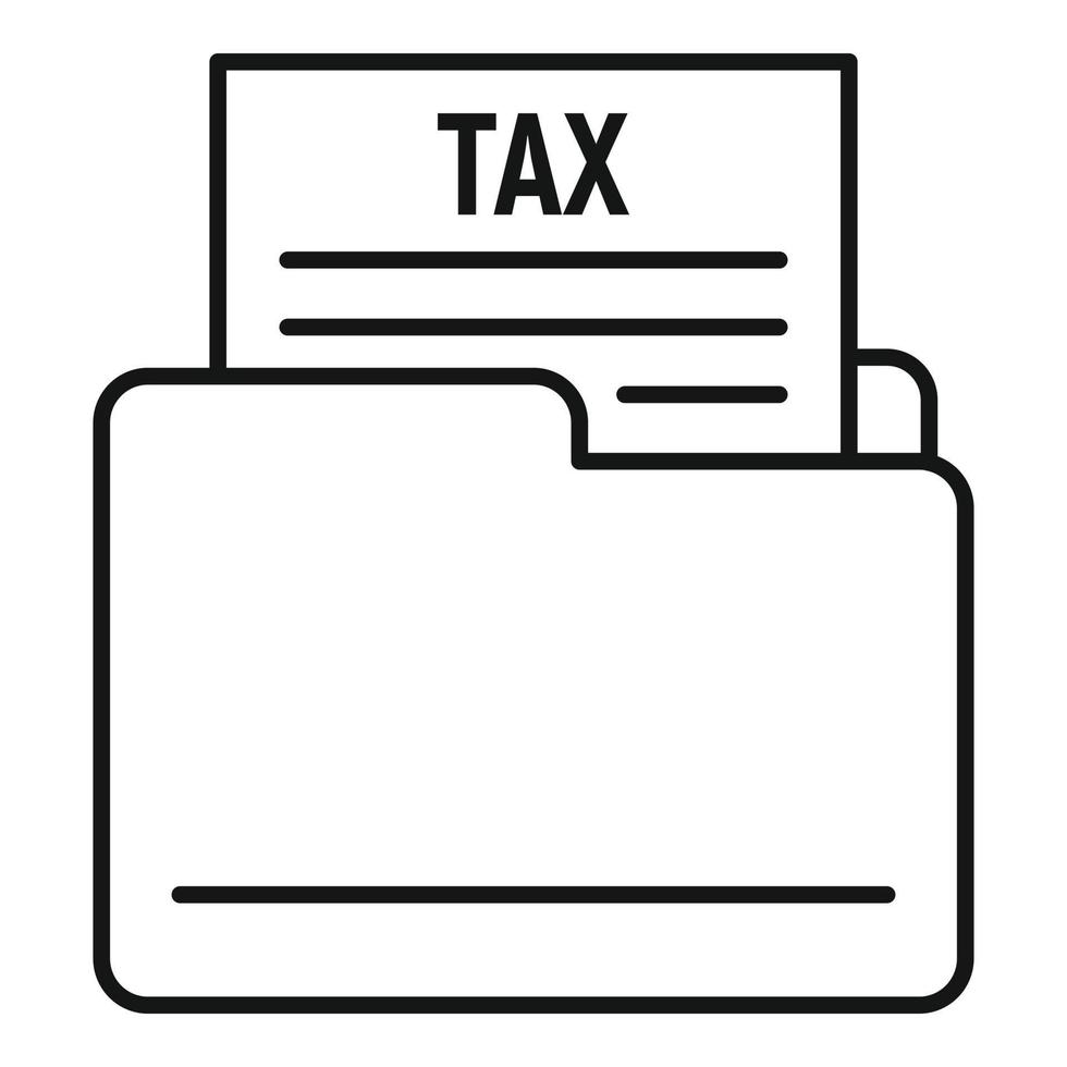 Tax form folder icon, outline style vector