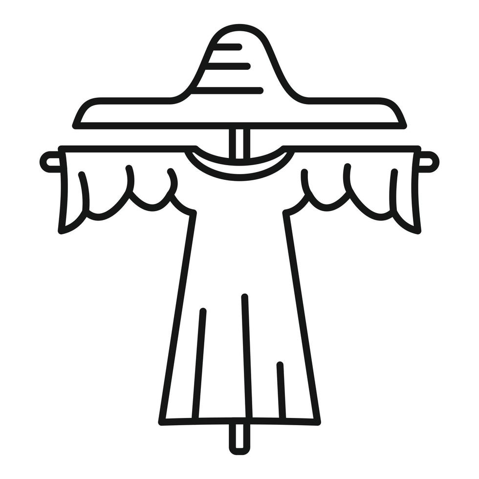 Farm scarecrow icon, outline style vector