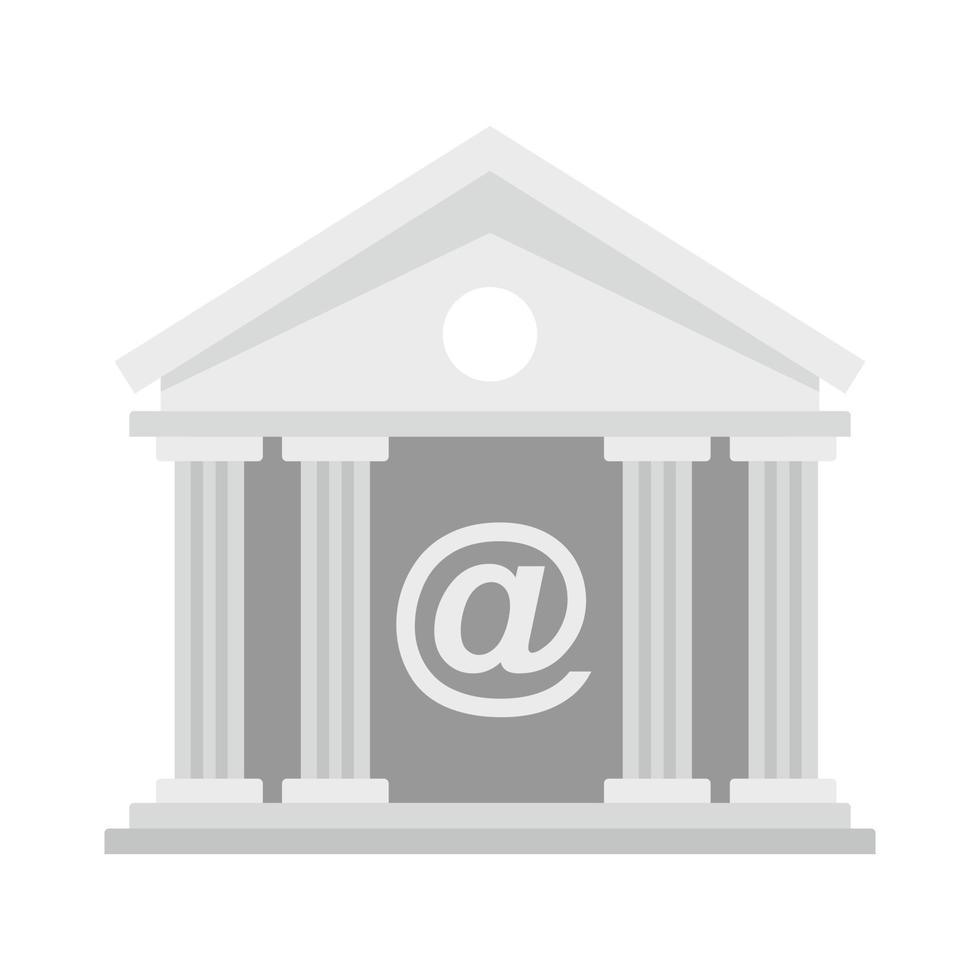 Bank building icon, flat style vector