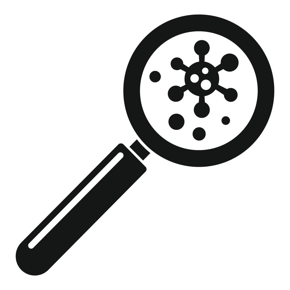 Virus under magnifier icon, simple style vector