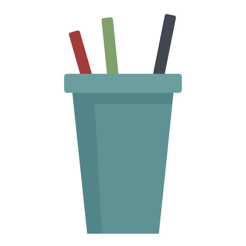 Pencils in a glass icon, flat style vector