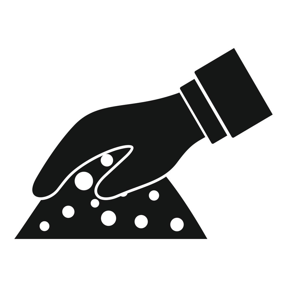 Hand on soil icon, simple style vector