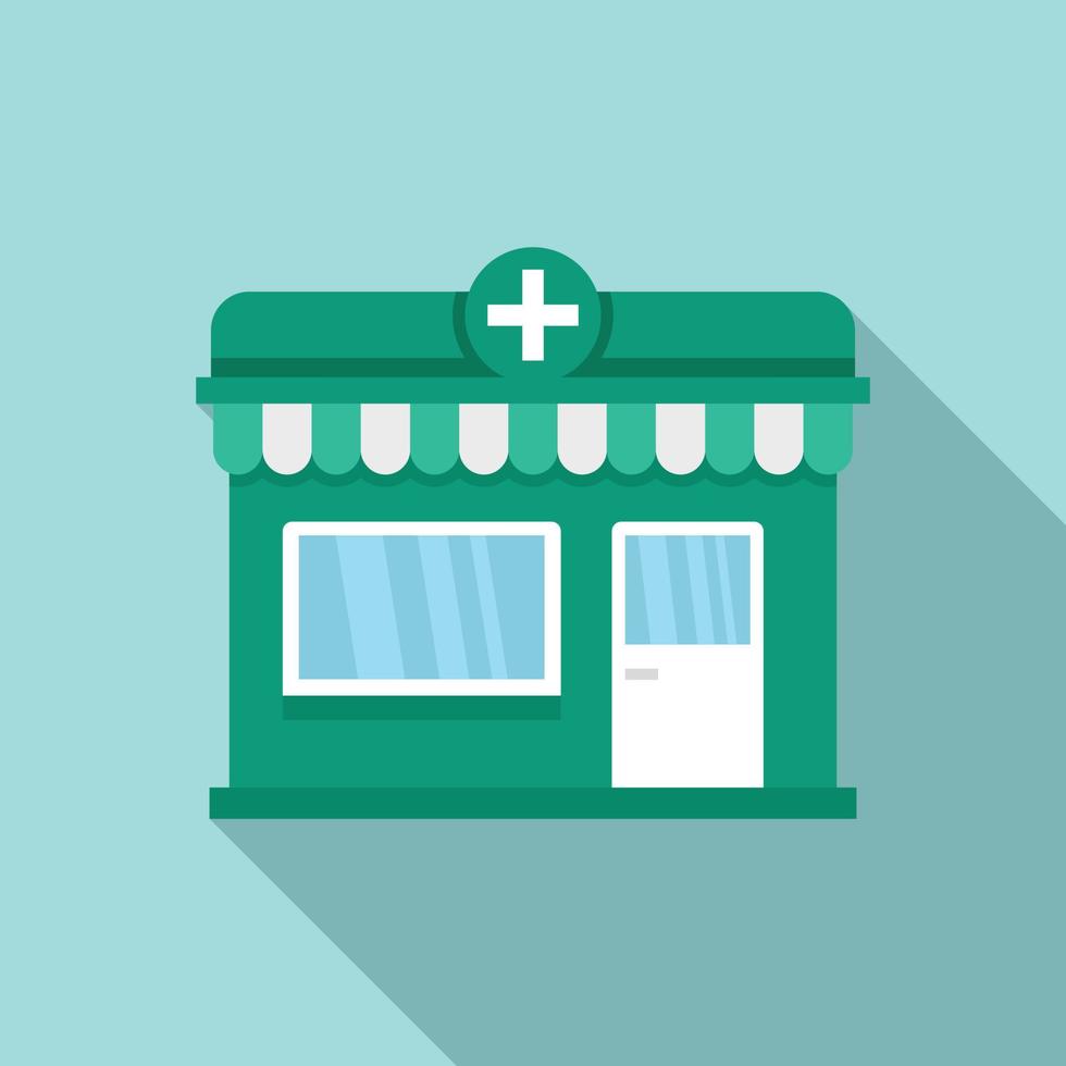 Street pharmacy shop icon, flat style vector