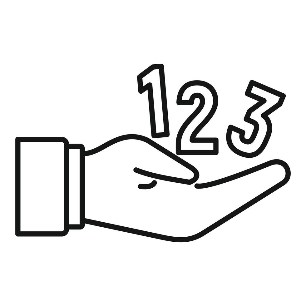 Numbers hand icon, outline style vector