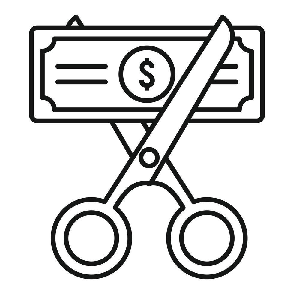 Cut money tax icon, outline style vector