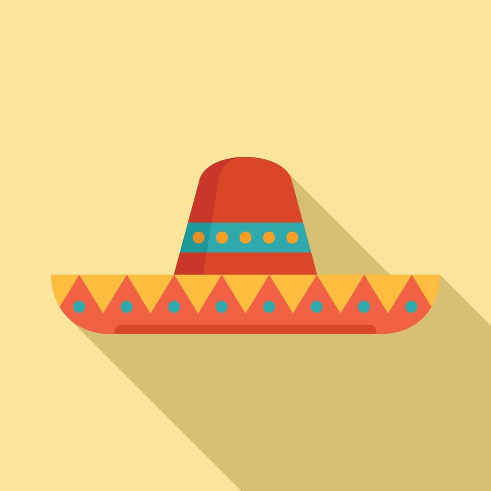 Mexican sombrero hat icon, flat style vector