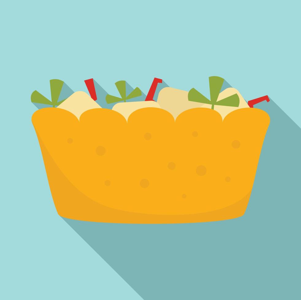 Fruit salad icon, flat style vector