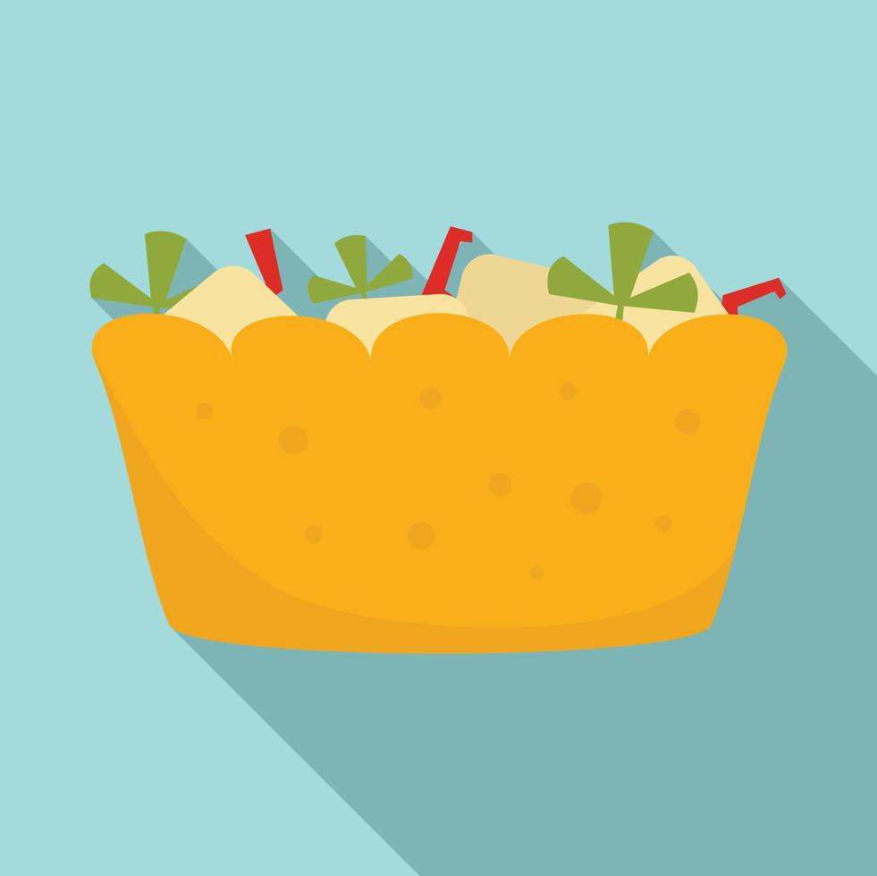 icono de ensalada de frutas, estilo plano vector