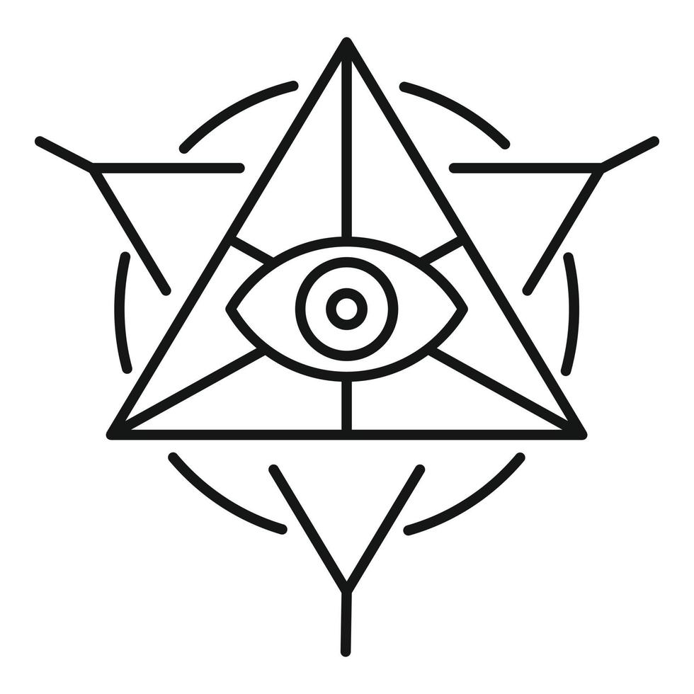 Alchemy pyramid icon, outline style vector