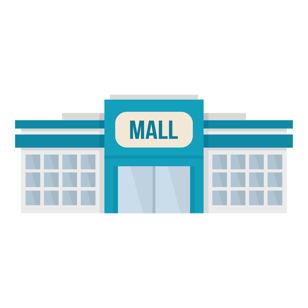 Small mall building icon, flat style vector