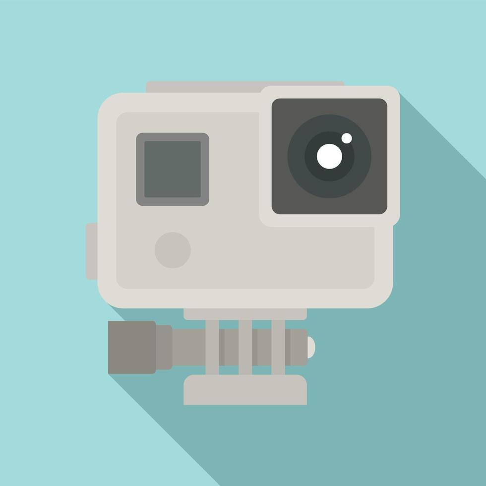 Sport action camera icon, flat style vector