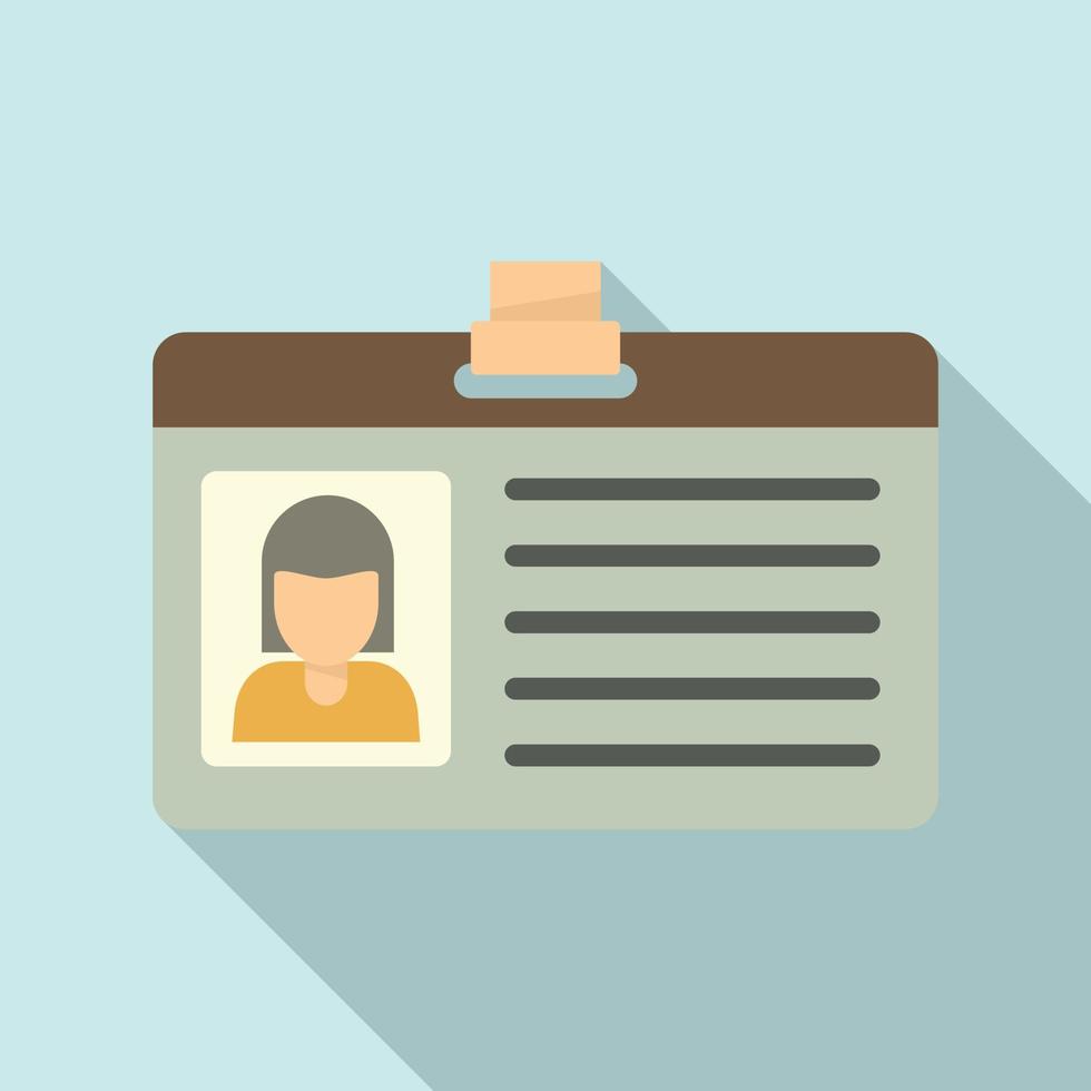 Office id card icon, flat style vector