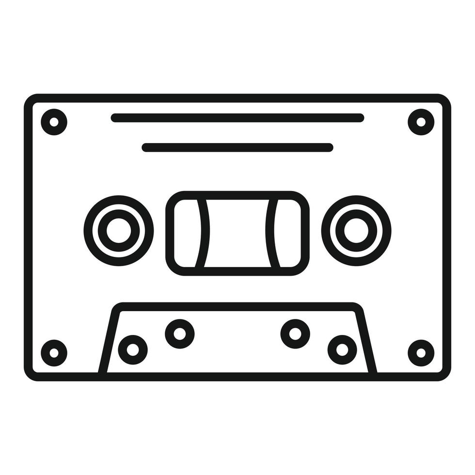 icono de casete de música, estilo de esquema vector