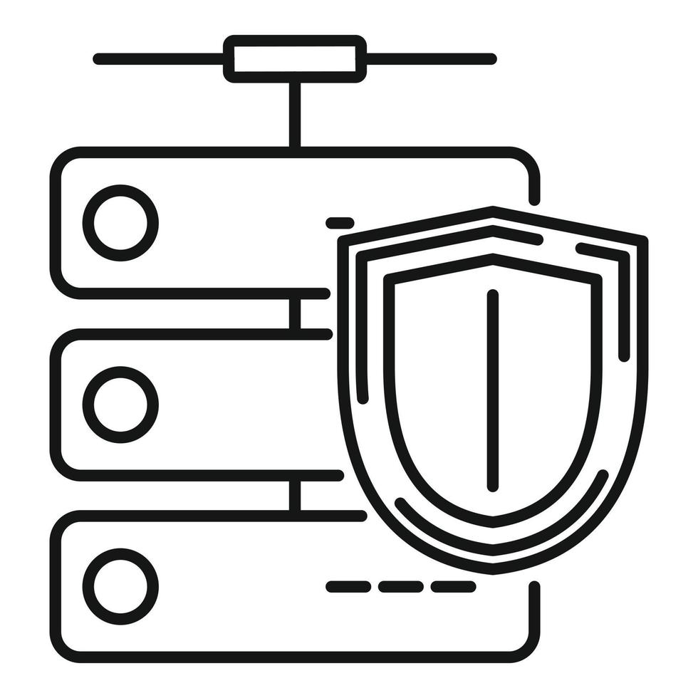 Server protection shield icon, outline style vector