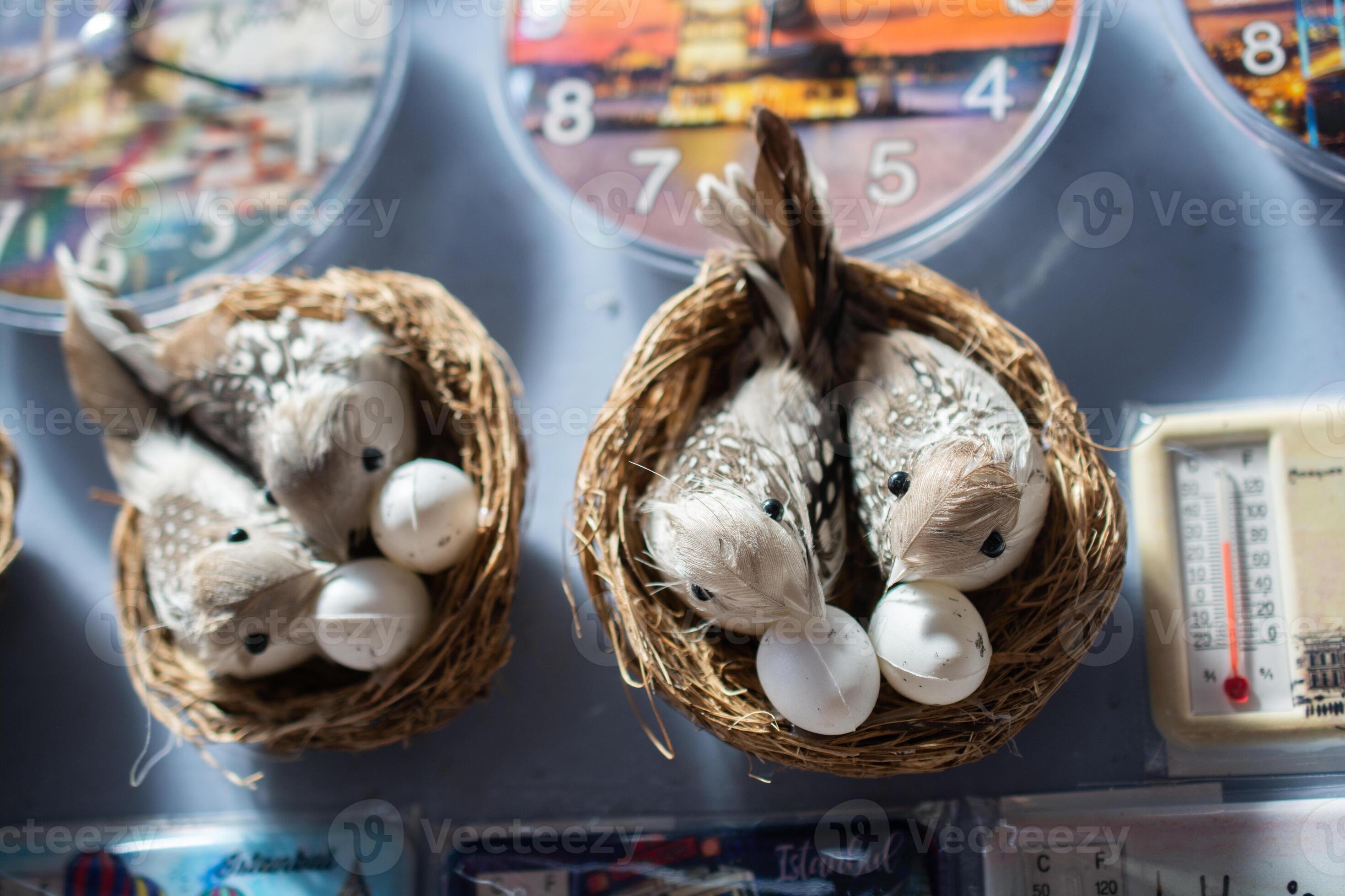 The small artificial bird nest with fake eggs in it 14546682 Stock