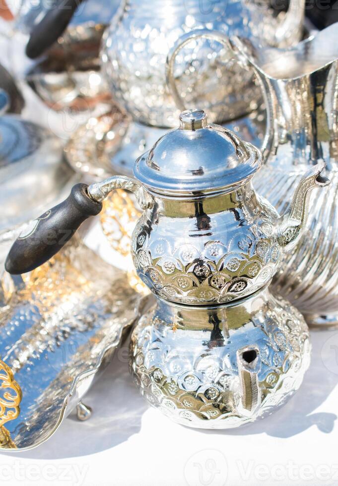 Turkish tea pot made in a traditional style 14546862 Stock Photo at Vecteezy