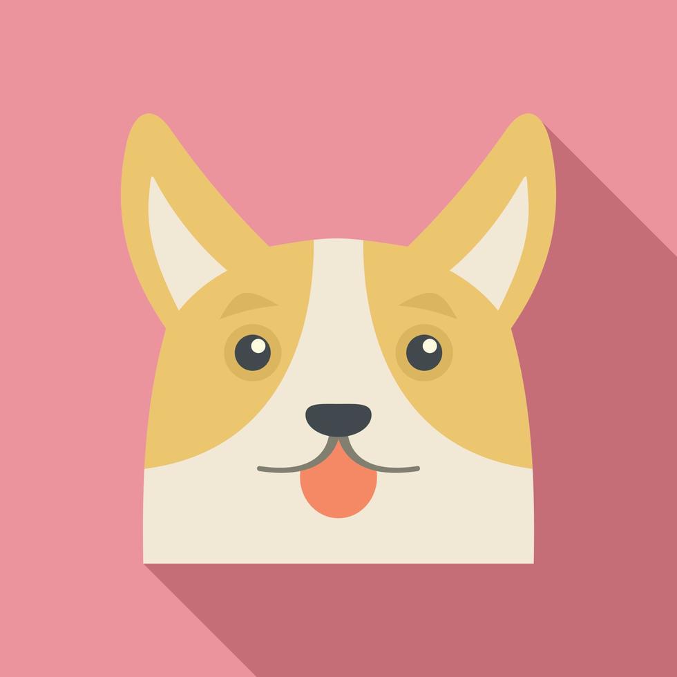 Lovely corgi dog icon, flat style vector