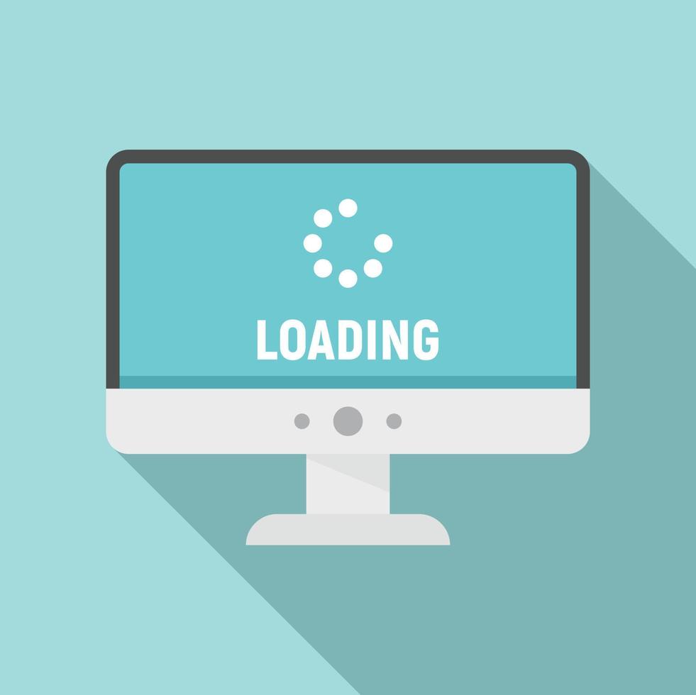 Loading computer update icon, flat style vector