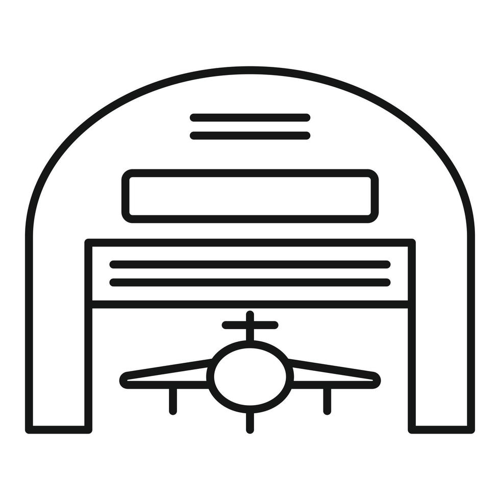 icono de hangar de aviones, estilo de esquema vector