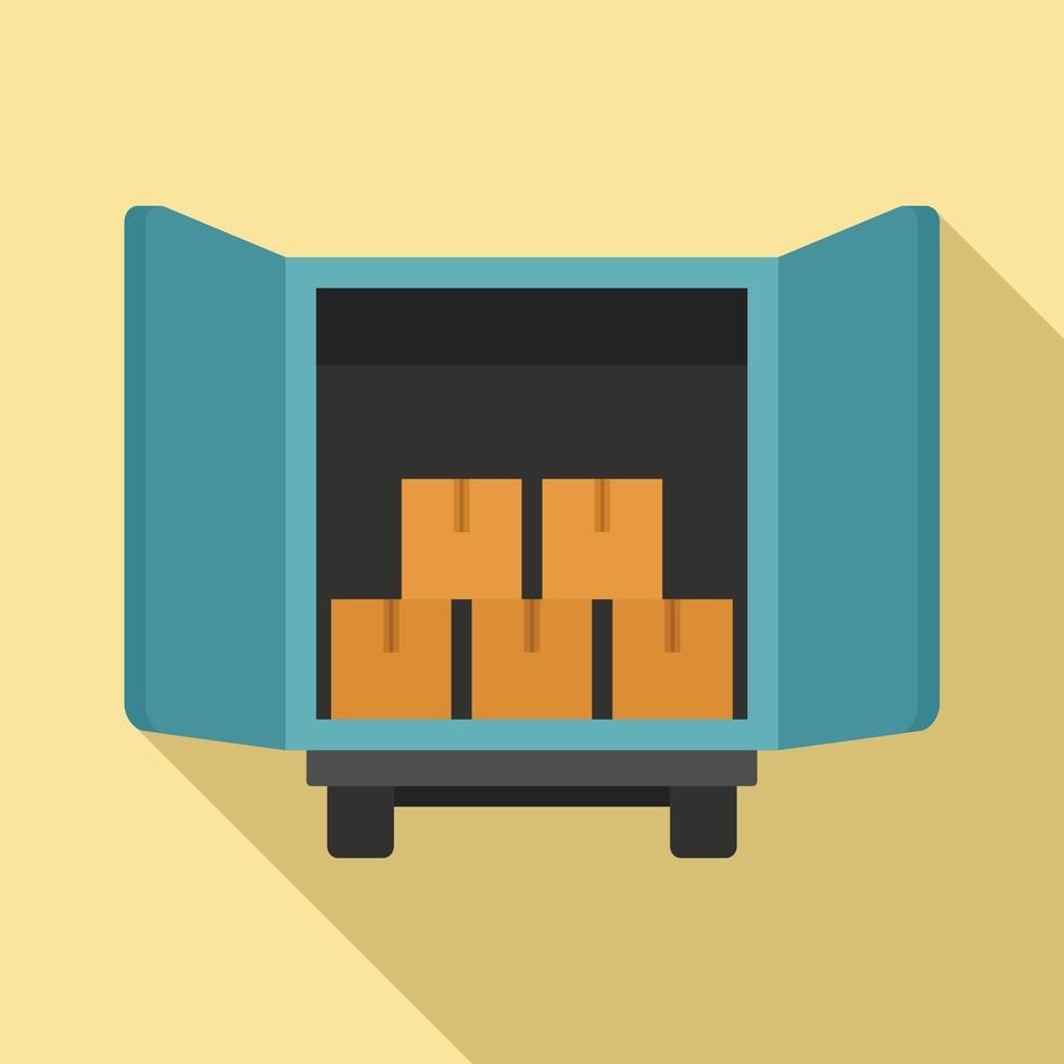 Open warehouse truck icon, flat style vector