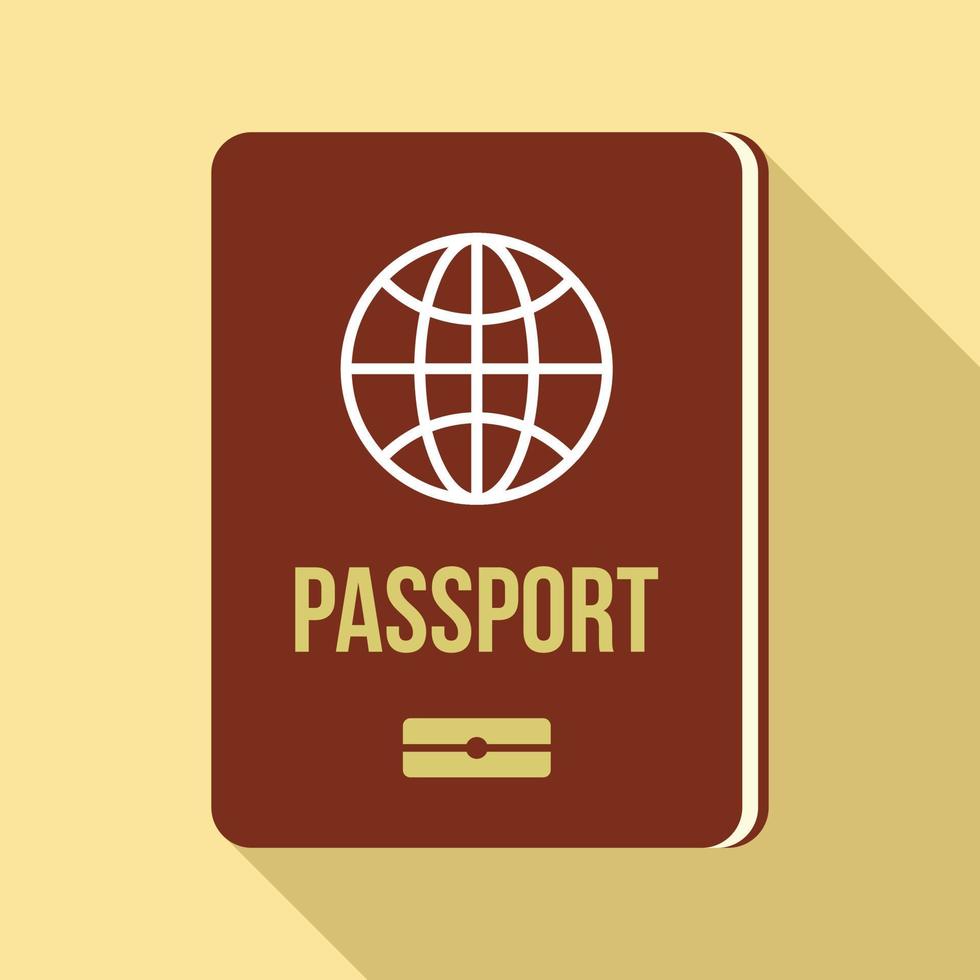 icono de pasaporte, tipo plano vector