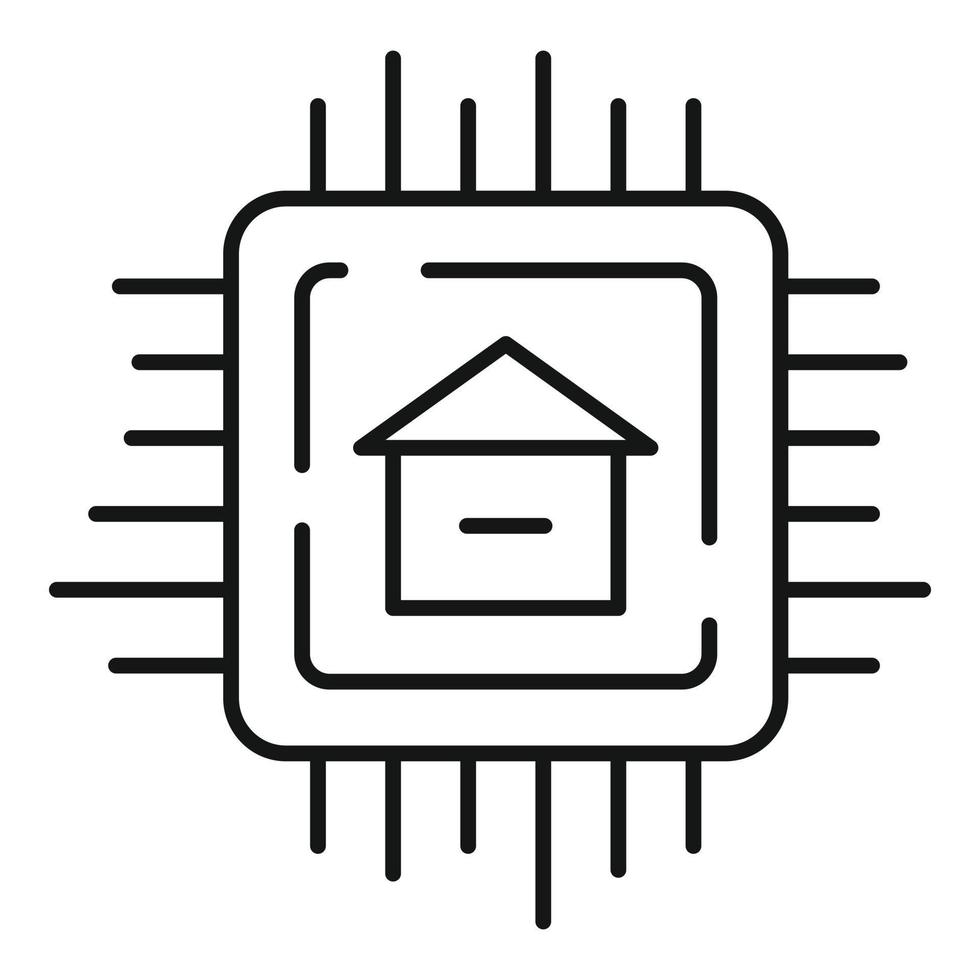 Smart house processor icon, outline style vector