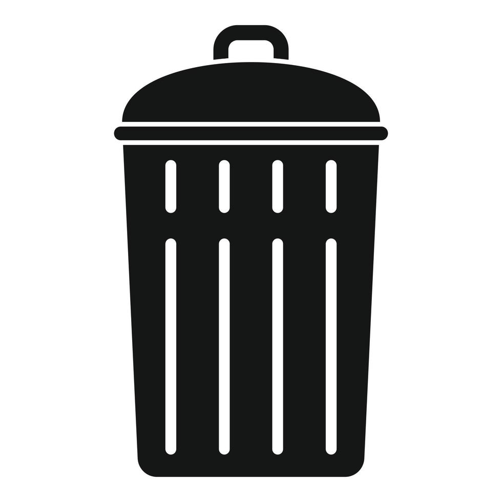Steel recycle bin icon, simple style vector