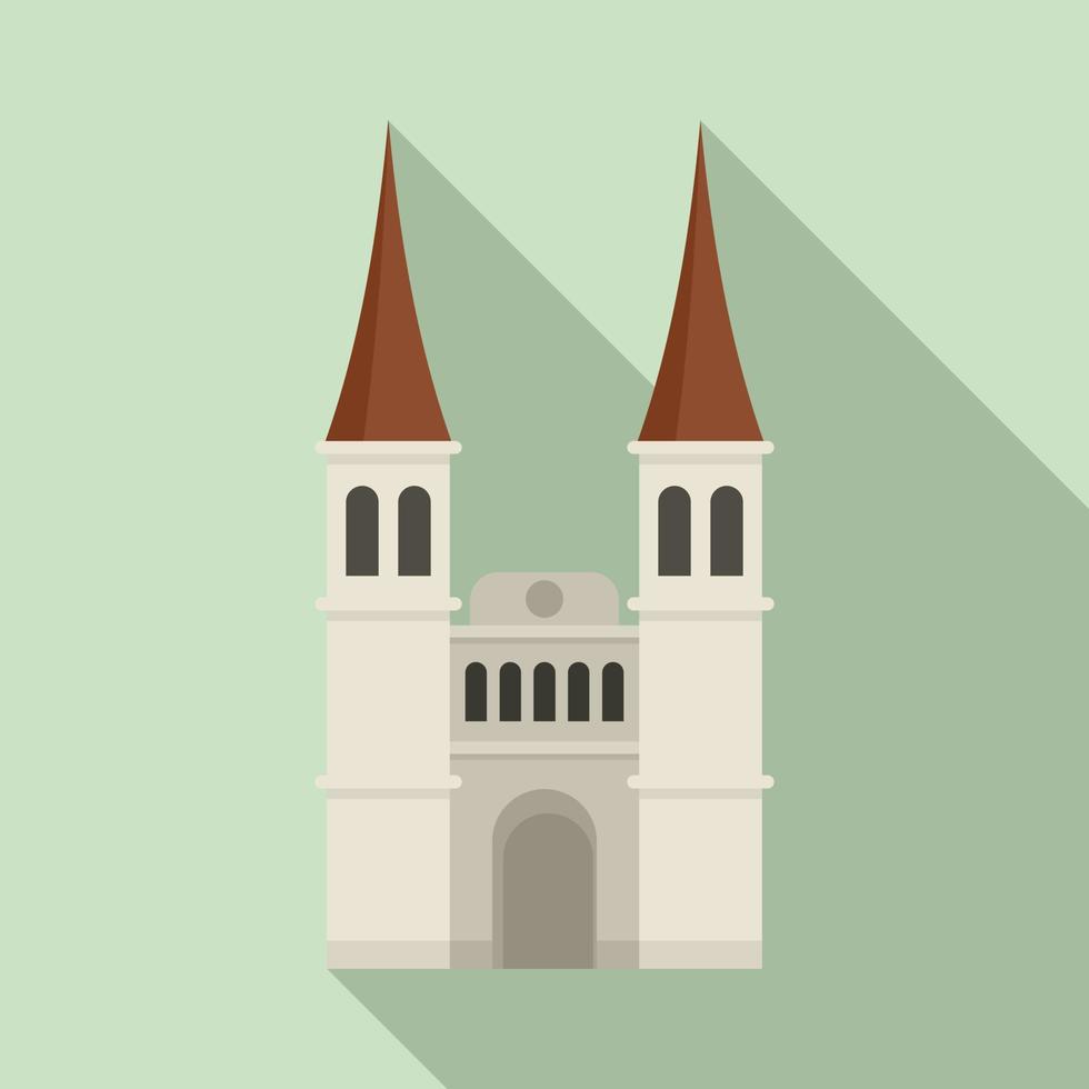 Swiss cathedral icon, flat style vector