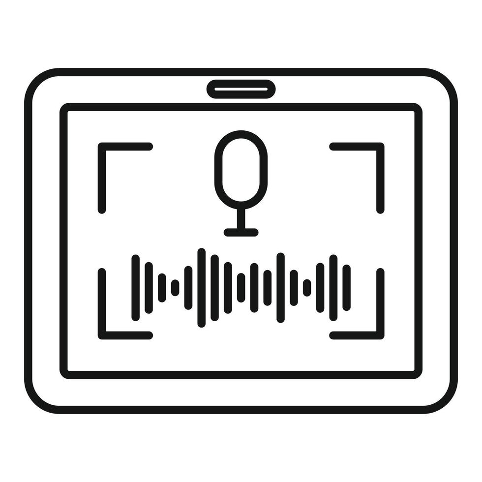 Tablet screen recording icon, outline style vector