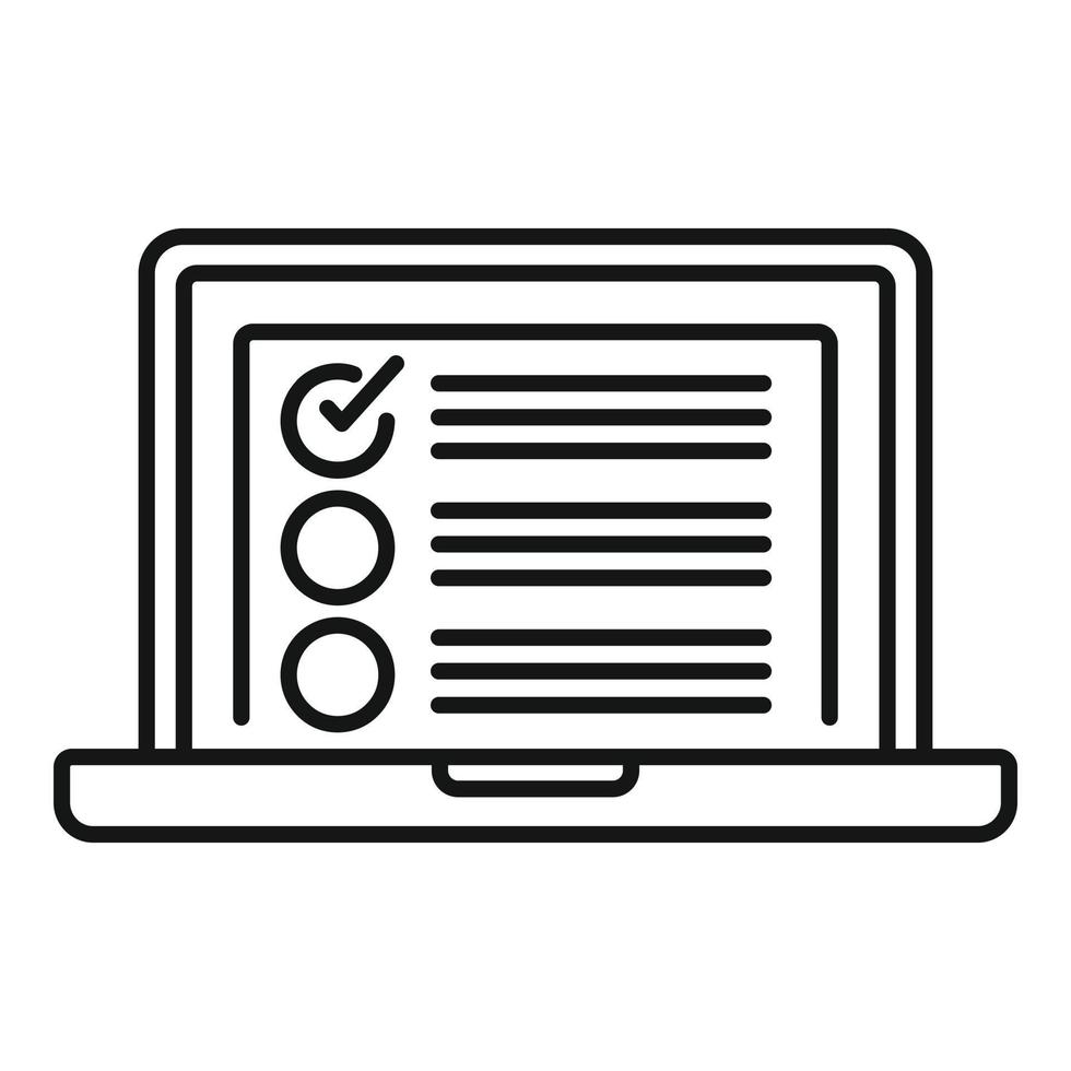 Laptop crm icon, outline style vector