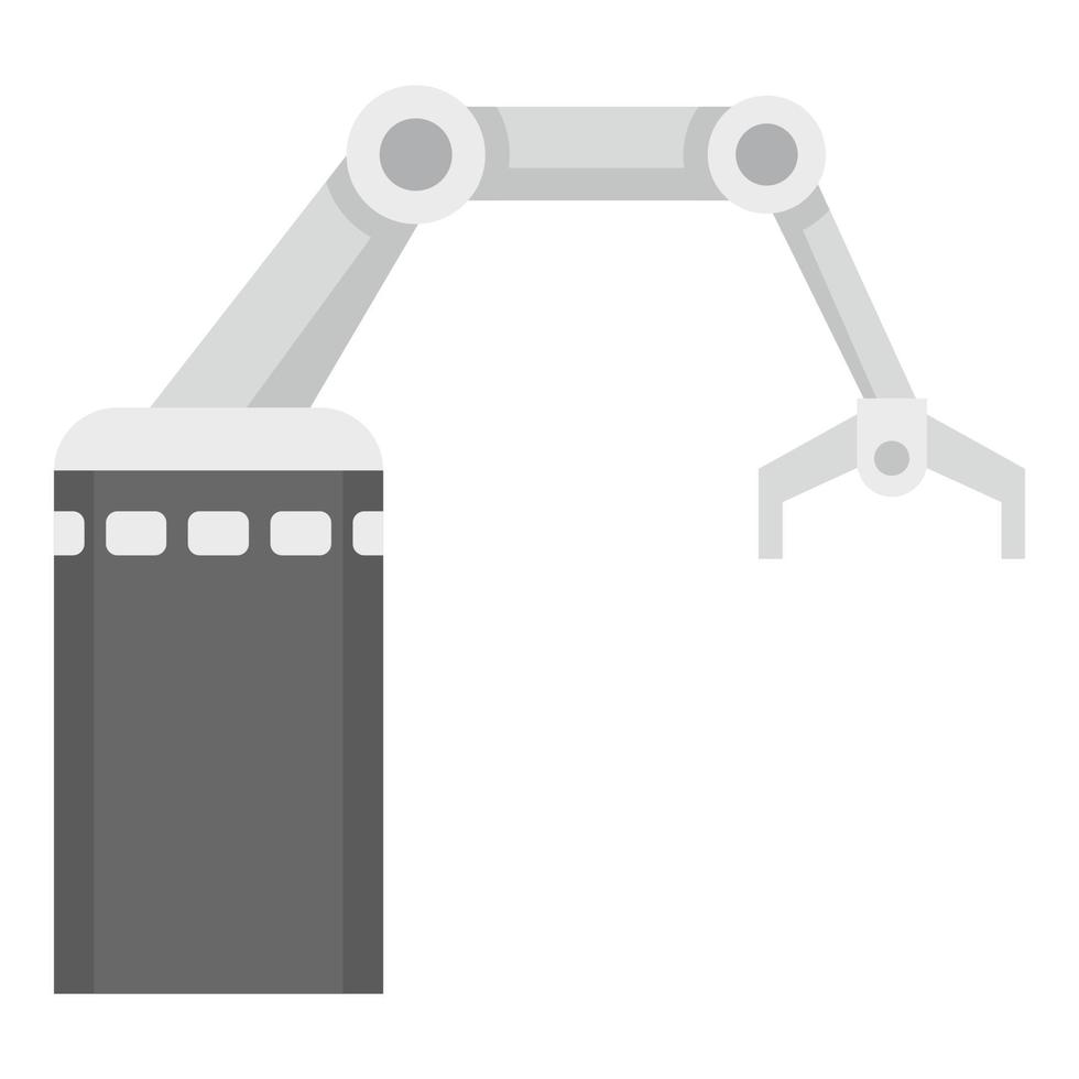 Industrial arm robot icon, flat style vector