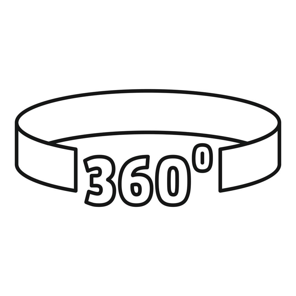 360 degrees simulation icon, outline style vector