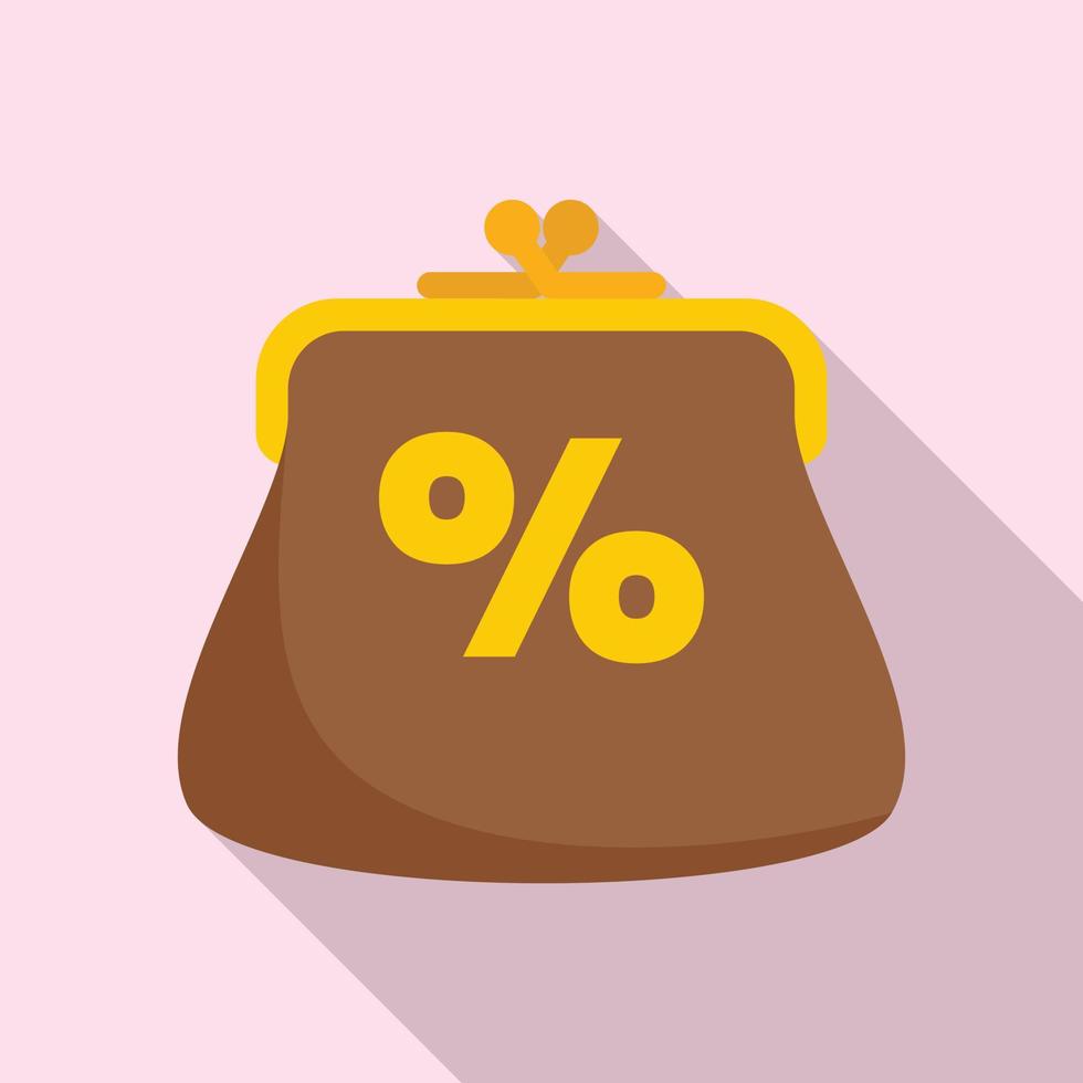 Percent loyalty wallet icon, flat style vector