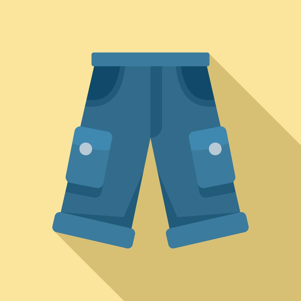 Fisherman jeans shorts icon, flat style vector