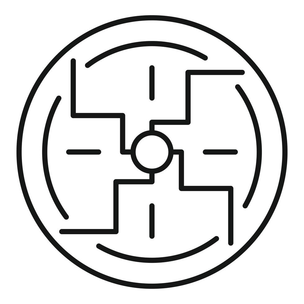 icono de signo espiral negativo, estilo de contorno vector