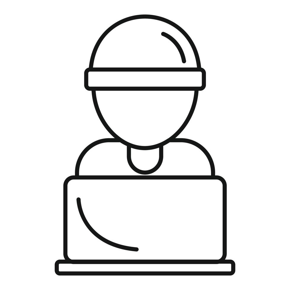 Hacker laptop icon, outline style vector